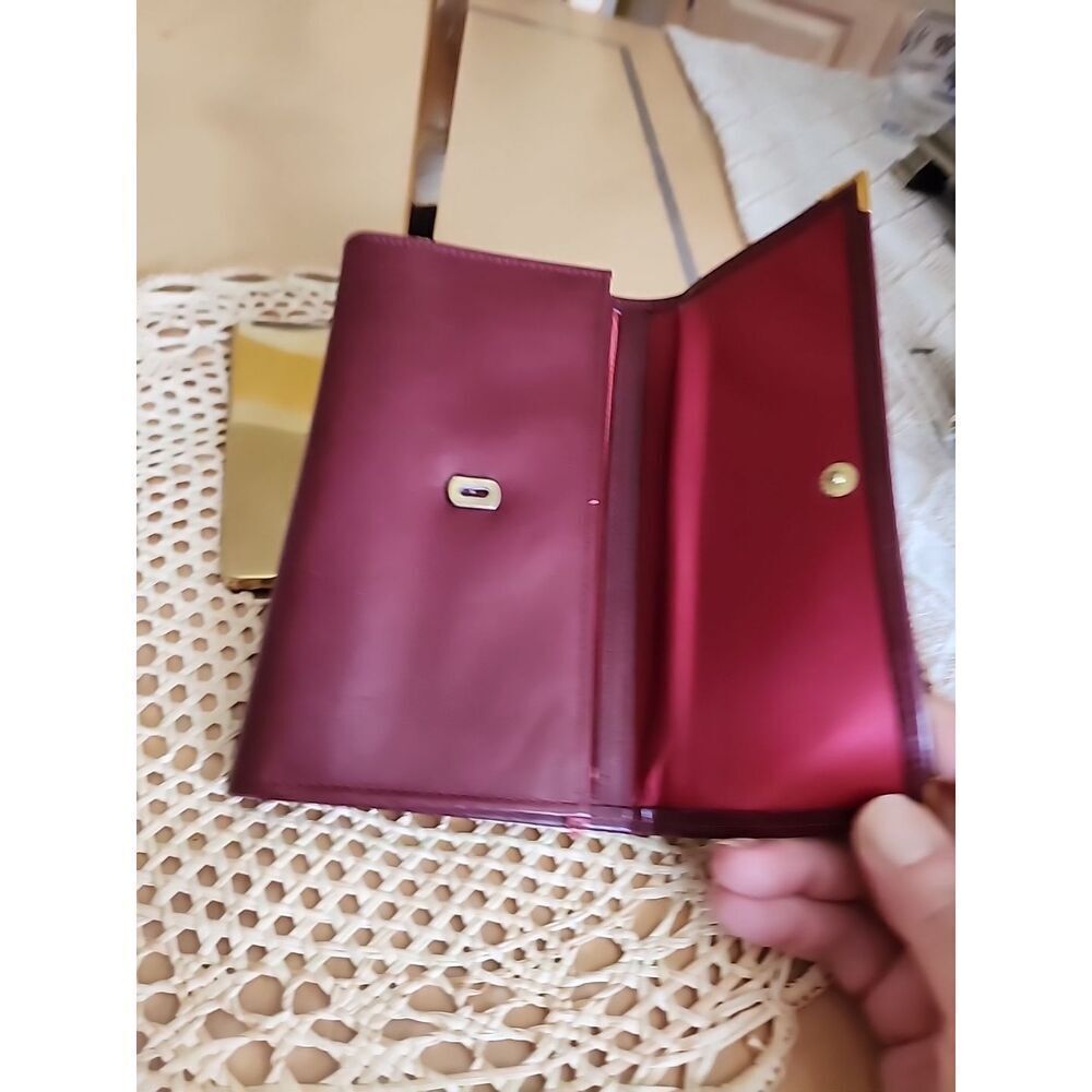 Vintage Prince Gardner Cowhide Kiss lock Maroon Wallet Checkbook - Picture 4 of 7
